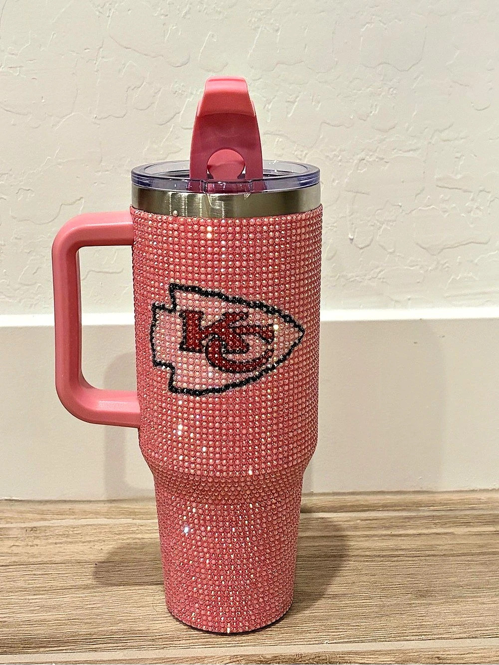Kansas City Chiefs Pink Rhinestone Tumbler